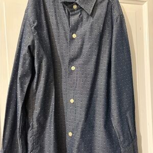 Izod Navy Patterned Button-Down Shirt